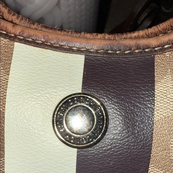Coach Brown and Cream Signature Stripe Shoulder Bag and crossbody - Picture 7 of 14